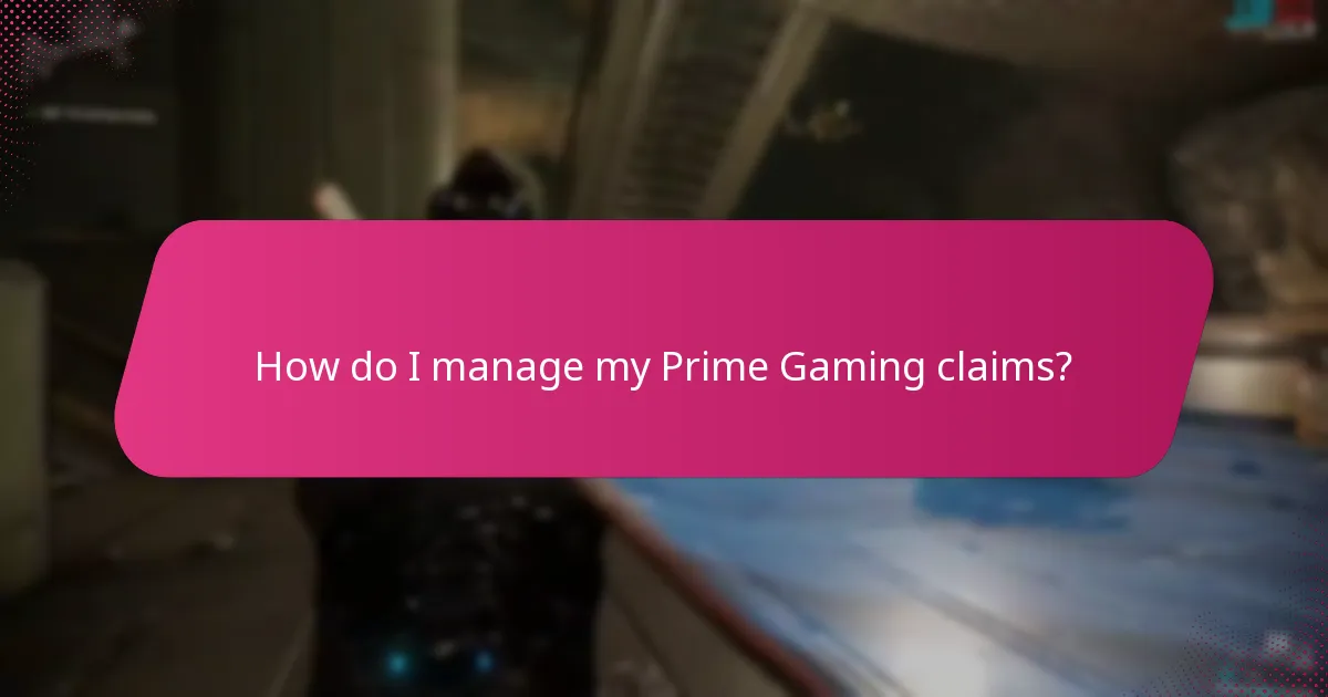 What account settings should I manage for Prime Gaming?